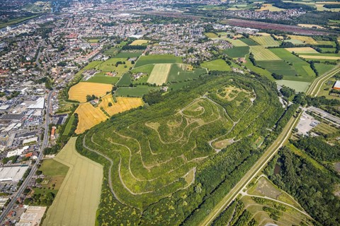 Aerial photograph, view of Hamm-Daberg, Kissinger Höhe slagheap, Humbert slagheap, former