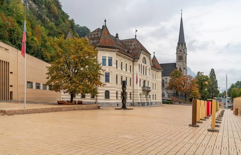 Impression of Vaduz, the capital city of Liechtenstein at autumn time