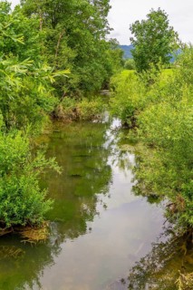 Idyllic waterside scenery around Immenstadt, a town in the Upper Allgaeu in Bavaria, Germany
