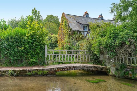 Scenery around river Veules in Veules-les-Roses, a commune in the Seine-Maritime department in the