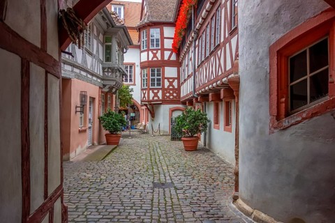 City view of Neustadt an der Weinstraße, a town in the Rhineland-Palatinate in Germany