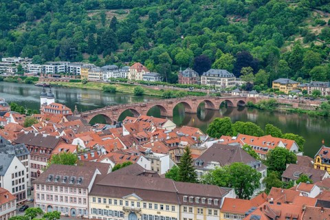 Aerial view of Heidelberg in Germany at summer time