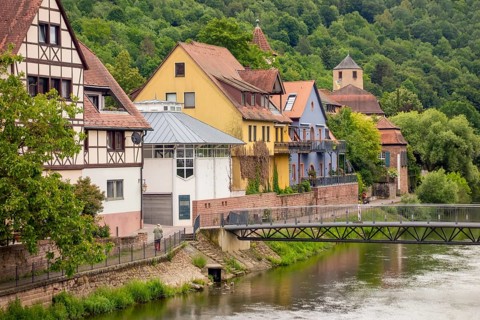 City view of Wertheim am Main in Southern Germany at summer time
