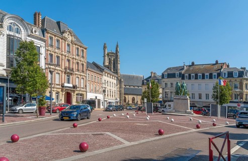 City view of Fecamp, a commune in the Seine-Maritime department in the Normandy Region of France