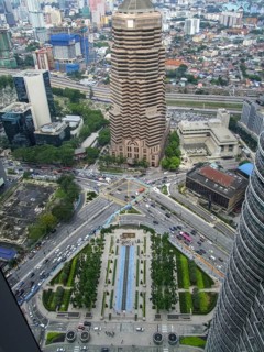 High angle aerial view around Kuala Lumpur City Centre in Malaysia