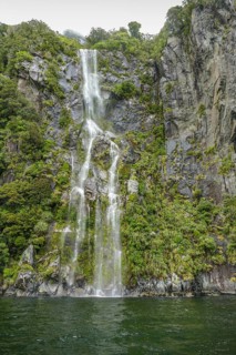 Waterfall around Milford Sound at the South Island of New Zealand