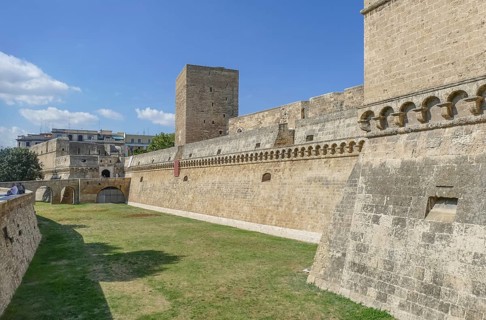 Scenery around the Swabian Castle in Bari, the capital city of the Apulia region in Southern Italy
