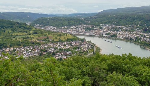 Aerial impression at the Middle Rhine area between Filsen and Boppard in Germany