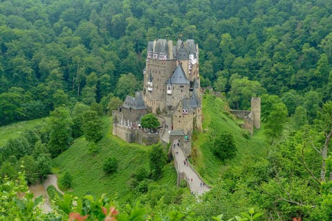 Idyllic scenery around the Eltz Castle in Rhineland-Palatinate, Germany, at summer time