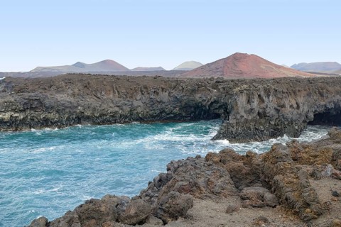 Rocky coastal area named Los Hervideros at Lanzarote in the Canary Islands