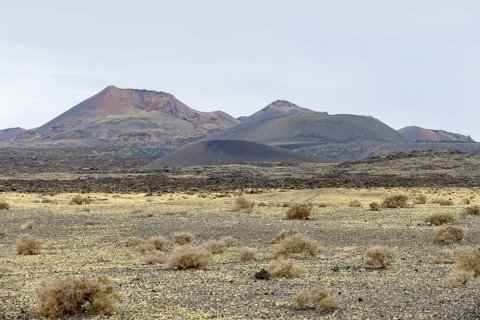 Impression at the Timanfaya National Park in Lanzarote, part of the Canary Islands in Spain