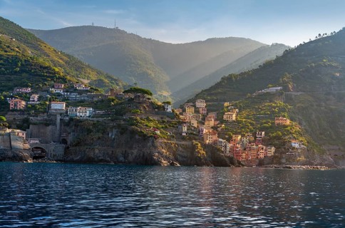 Scenery around Riomaggiore, a village at a coastal area named Cinque Terre in Liguria, located in