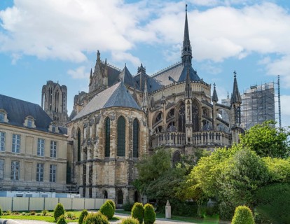 Impression around Reims Cathedral in Reims, the most populous city in the French department of
