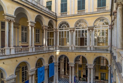 Patio at the University of Genoa, the capital of the italian region of Liguria