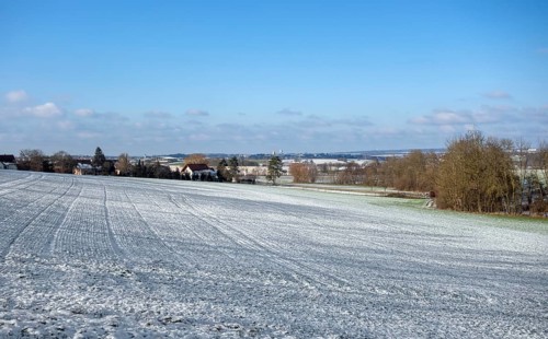 Idyllic winter scenery in Hohenlohe, a district in Southern Germany