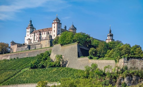 The Marienberg Fortress in Wuerzburg, a city in the Franconia region of bavaria in Germany at