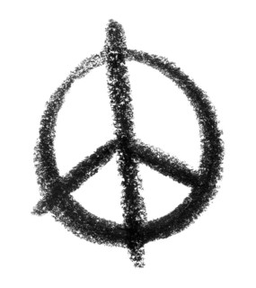 Crayon-sketched illustration of a peace sign