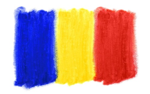 Watercolor illustration of the Romania flag