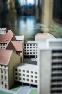 DEU Germany Germany Berlin Model of a house in the corridor of the old town hall in Kreuzberg