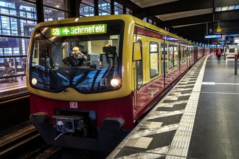 DEU Germany Germany Berlin S-Bahn driver on the phone during the EVG strike at Zoo station on