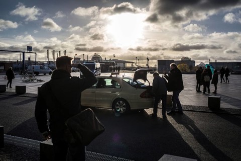 DEU Germany Germany Berlin Traveller looking for a taxi during the EVG strike at the main station