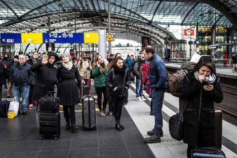 DEU Germany Germany Berlin Travellers during the EVG strike at the main station on Monday morning