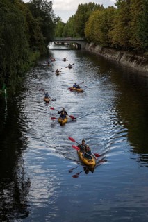 DEU Germany Germany Berlin Canoe trip on the canal through the city