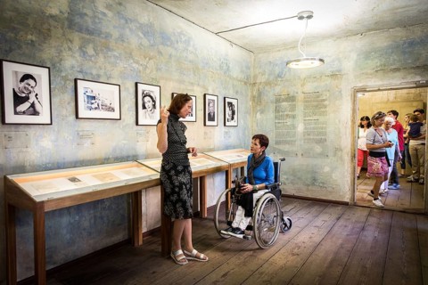 DEU Germany Germany Berlin Disabled tourist in a wheelchair explores Berlin with a city guide. Otto