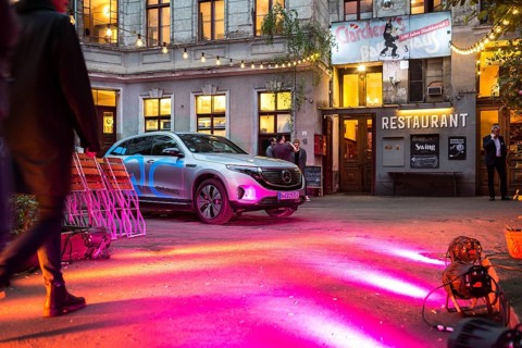 DEU Germany Germany Berlin Spotlights bathe the entrance to Clärchens Ballhaus in red light. Part