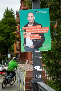 DEU Germany Germany Berlin A poster of the Democracy for Europe party with top candidate Yanis