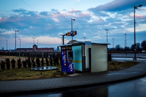 POL Poland Auschwitz Scenes at the Holocaust Memorial .ATM-machine and ticket machine at the