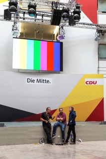DEU Germany Germany Berlin Set-up for the election evening in the CDU's Konrad Adenauer House. View