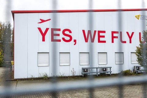 DEU Germany Germany Berlin A closed Air Berlin hangar with graffiti on Saatwinkler Damm. The