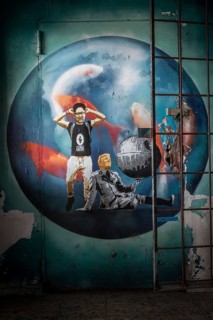 DEU Germany Germany Berlin A graffiti shows U.S. President Donald Trump and North Korean dictator