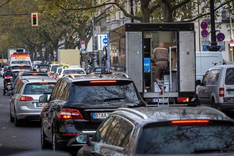 DEU Germany Germany Berlin A UPS parcel courier on Kurfürstendamm