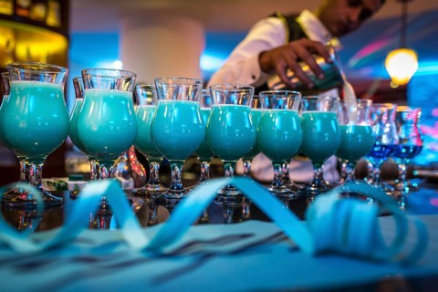 Egypt Hurghada A bartender prepares cocktails