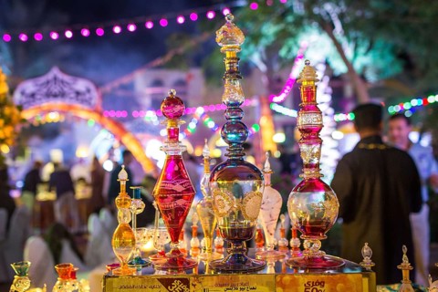 Egypt Hurghada The offer of a souvenir seller during an evening promotional event for Egyptian