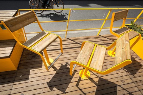 DEU Germany Germany Berlin The redesigned Bergmannstrasse with quiet zones and parklets