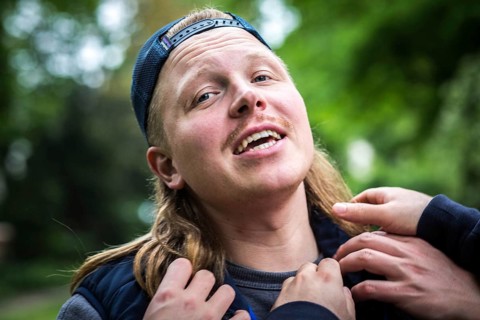 DEU Germany Germany Berlin East German rapper Finch Asozial in a park in Tempelhof