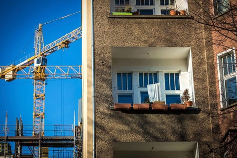 DEU Germany Germany Berlin A balcony next to a building site
