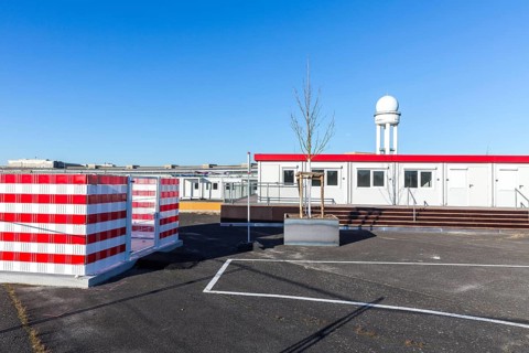 DEU Germany Germany Berlin A newly designed container village for refugees, the 'Tempohome', at the