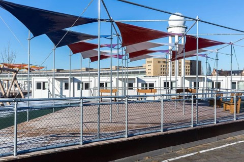 DEU Germany Germany Berlin A newly designed container village for refugees, the 'Tempohome', at the
