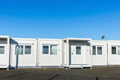 DEU Germany Germany Berlin A newly designed container village for refugees, the 'Tempohome', at the