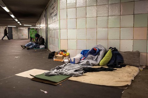 DEU Germany Germany Berlin Sleeping places for homeless people at Moritzplatz underground station,