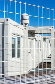 DEU Germany Germany Berlin A newly designed container village for refugees, the 'Tempohome', at the
