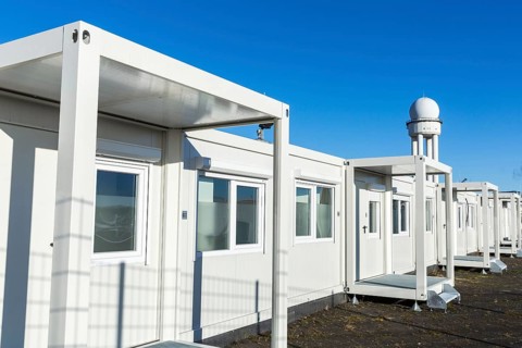DEU Germany Germany Berlin A newly designed container village for refugees, the 'Tempohome', at the