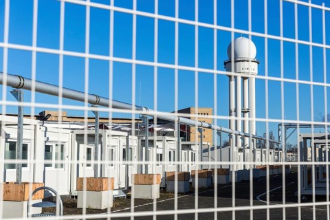 DEU Germany Germany Berlin A newly designed container village for refugees, the 'Tempohome', at the
