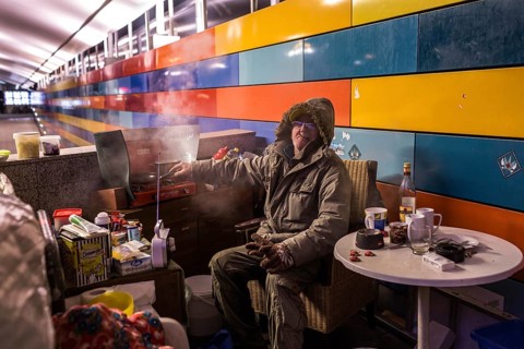 DEU Germany Germany Berlin Homeless people spend the night in a passageway at Lichtenberg