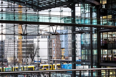 DEU Germany Germany Berlin View of the forecourt of the main railway station with its new buildings