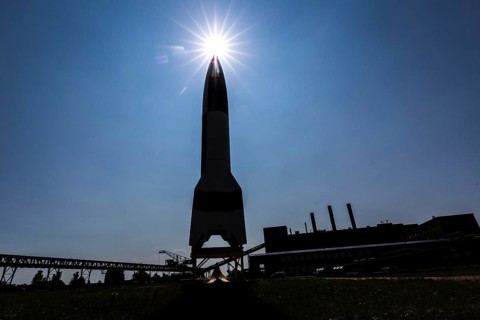 DEU Germany Germany Peenemünde A replica of the V2 rocket on the former production site by the